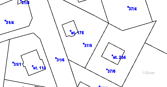 Parcela st. 37/5 v KÚ Termesivy, Katastrální mapa
