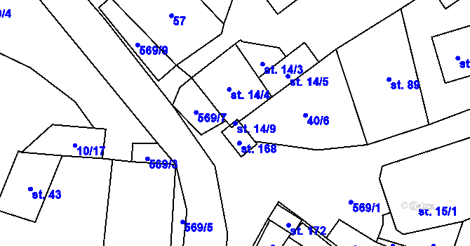 Parcela st. 14/9 v KÚ Termesivy, Katastrální mapa