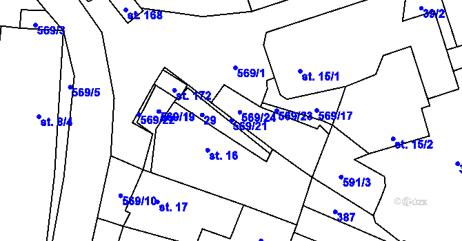 Parcela st. 569/21 v KÚ Termesivy, Katastrální mapa