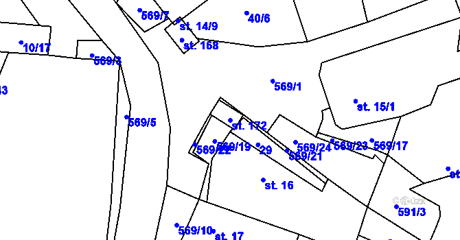 Parcela st. 172 v KÚ Termesivy, Katastrální mapa