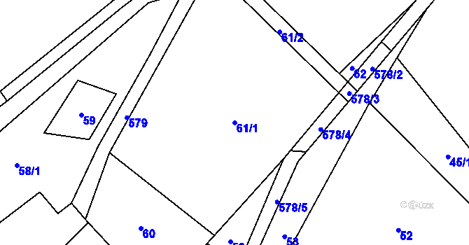 Parcela st. 61/1 v KÚ Termesivy, Katastrální mapa