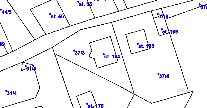 Parcela st. 184 v KÚ Termesivy, Katastrální mapa