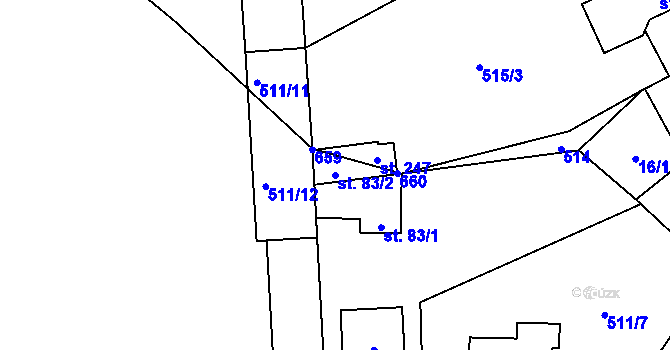 Parcela st. 83/2 v KÚ Termesivy, Katastrální mapa