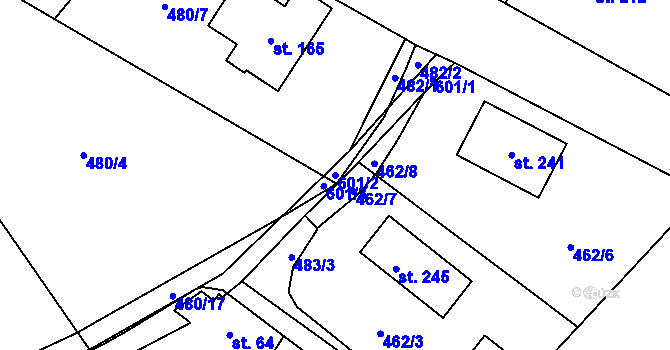 Parcela st. 601/2 v KÚ Termesivy, Katastrální mapa