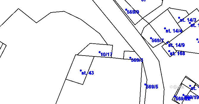 Parcela st. 10/17 v KÚ Termesivy, Katastrální mapa
