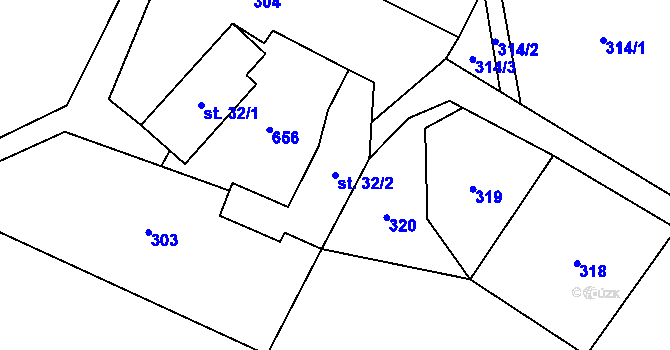 Parcela st. 32/2 v KÚ Termesivy, Katastrální mapa