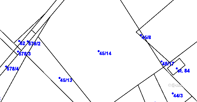 Parcela st. 45/14 v KÚ Termesivy, Katastrální mapa