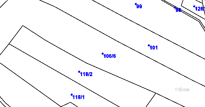 Parcela st. 106/6 v KÚ Termesivy, Katastrální mapa