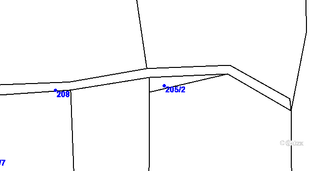 Parcela st. 205/2 v KÚ Termesivy, Katastrální mapa