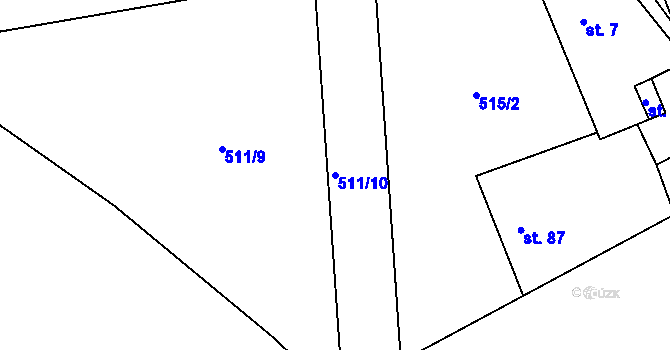 Parcela st. 511/10 v KÚ Termesivy, Katastrální mapa