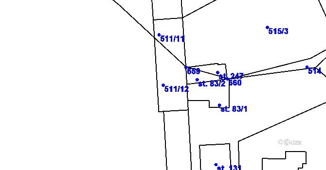 Parcela st. 511/12 v KÚ Termesivy, Katastrální mapa