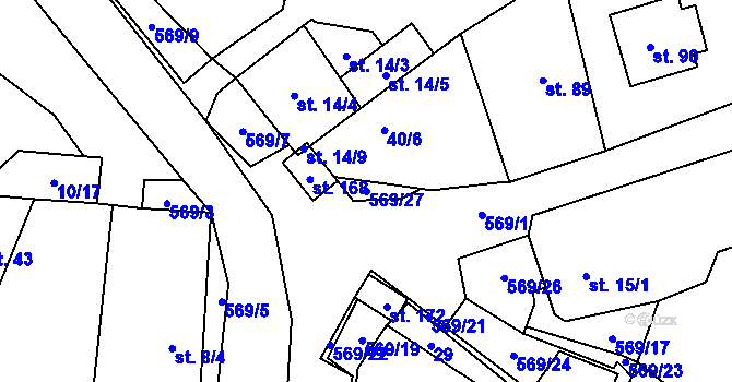 Parcela st. 569/27 v KÚ Termesivy, Katastrální mapa