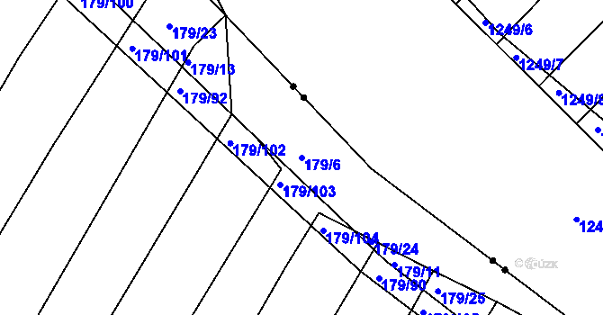 Parcela st. 179/6 v KÚ Divoky, Katastrální mapa