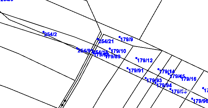 Parcela st. 179/89 v KÚ Divoky, Katastrální mapa