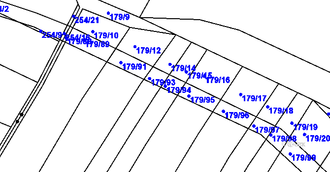 Parcela st. 179/94 v KÚ Divoky, Katastrální mapa