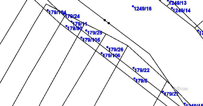 Parcela st. 179/106 v KÚ Divoky, Katastrální mapa
