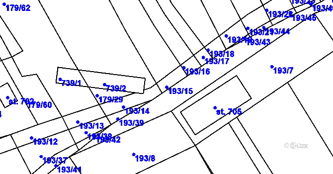 Parcela st. 193/15 v KÚ Divoky, Katastrální mapa