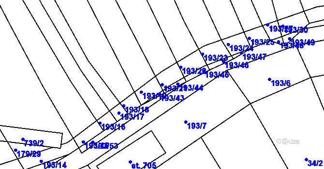 Parcela st. 193/21 v KÚ Divoky, Katastrální mapa