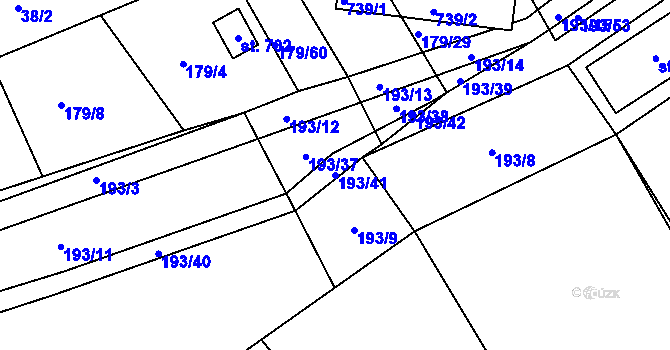 Parcela st. 193/41 v KÚ Divoky, Katastrální mapa