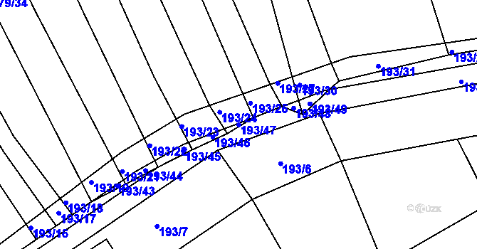 Parcela st. 193/47 v KÚ Divoky, Katastrální mapa