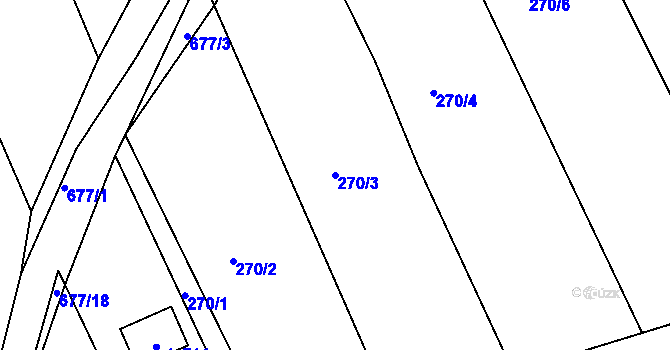 Parcela st. 270/3 v KÚ Divoky, Katastrální mapa