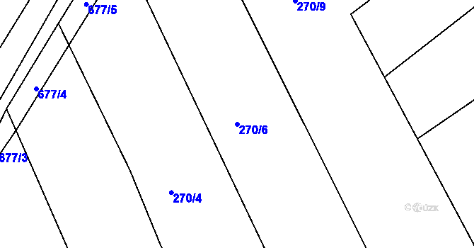 Parcela st. 270/6 v KÚ Divoky, Katastrální mapa