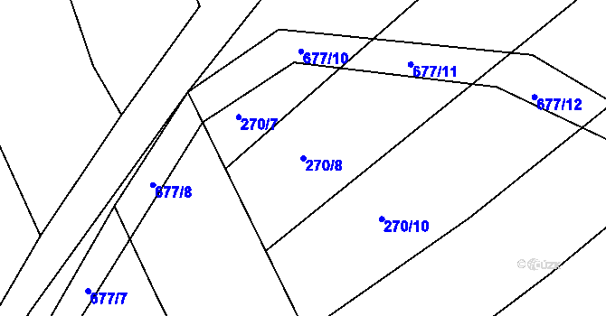 Parcela st. 270/8 v KÚ Divoky, Katastrální mapa