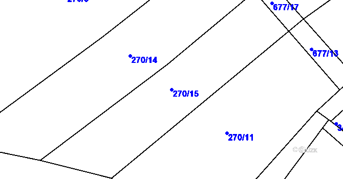 Parcela st. 270/15 v KÚ Divoky, Katastrální mapa
