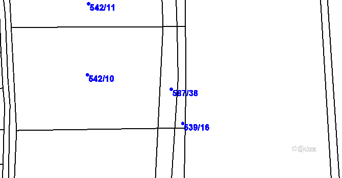 Parcela st. 587/38 v KÚ Divoky, Katastrální mapa