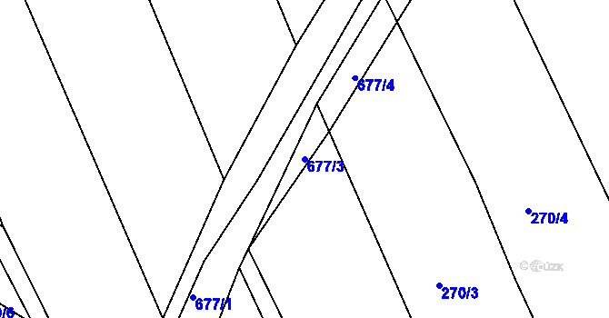Parcela st. 677/3 v KÚ Divoky, Katastrální mapa