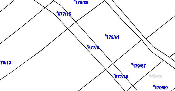 Parcela st. 677/6 v KÚ Divoky, Katastrální mapa