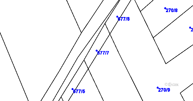 Parcela st. 677/7 v KÚ Divoky, Katastrální mapa
