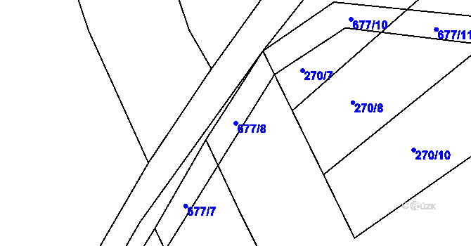 Parcela st. 677/8 v KÚ Divoky, Katastrální mapa