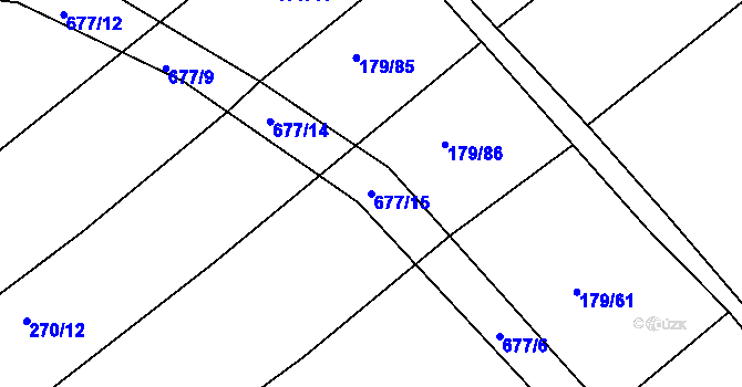 Parcela st. 677/15 v KÚ Divoky, Katastrální mapa