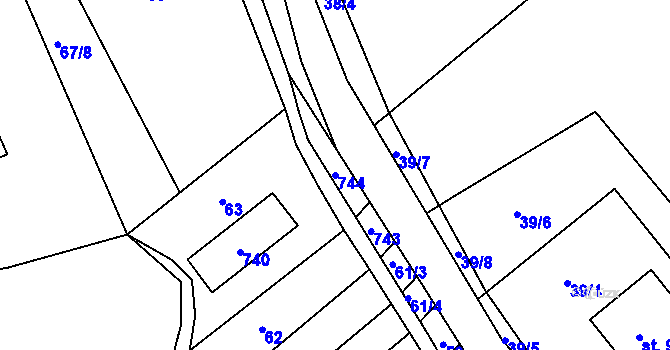 Parcela st. 744 v KÚ Divoky, Katastrální mapa