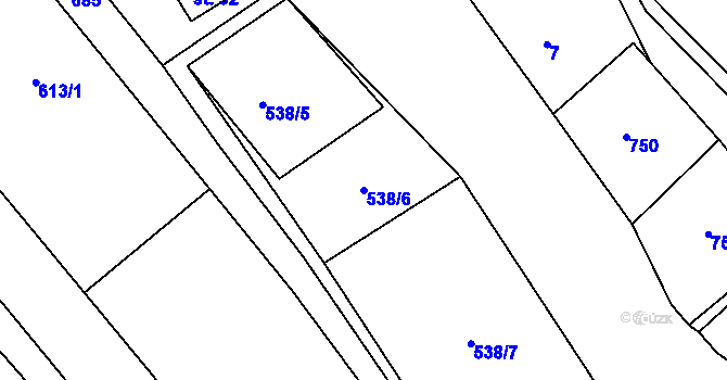 Parcela st. 538/6 v KÚ Divoky, Katastrální mapa