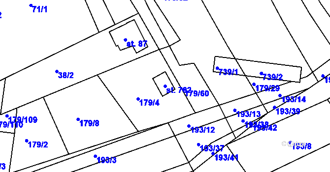 Parcela st. 702 v KÚ Divoky, Katastrální mapa