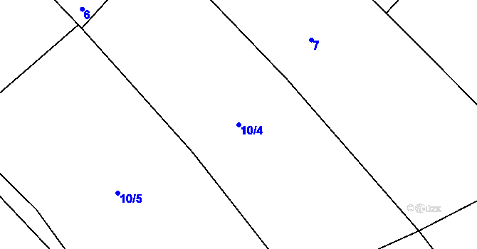 Parcela st. 10/4 v KÚ Lebedov, Katastrální mapa