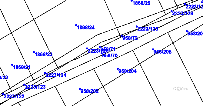 Parcela st. 958/70 v KÚ Těšánky, Katastrální mapa