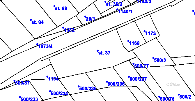 Parcela st. 37 v KÚ Těšánky, Katastrální mapa