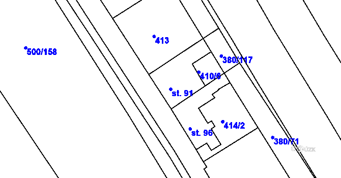 Parcela st. 91 v KÚ Těšánky, Katastrální mapa