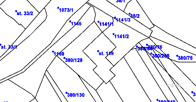 Parcela st. 119 v KÚ Těšánky, Katastrální mapa
