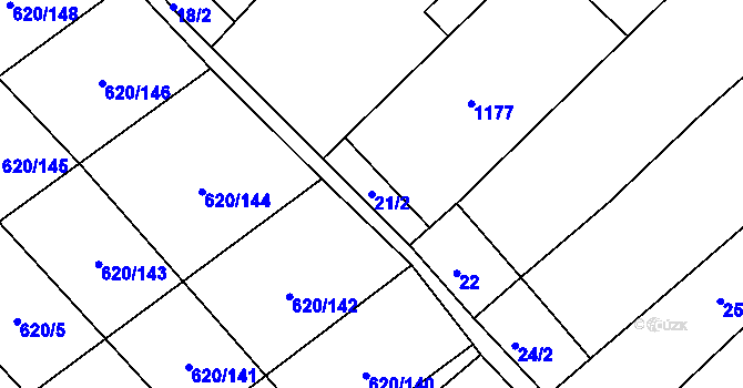 Parcela st. 21/2 v KÚ Těšánky, Katastrální mapa
