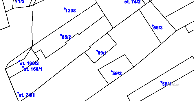 Parcela st. 59/1 v KÚ Těšánky, Katastrální mapa