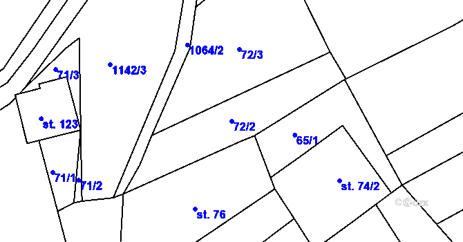 Parcela st. 72/2 v KÚ Těšánky, Katastrální mapa