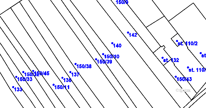 Parcela st. 150/10 v KÚ Těšánky, Katastrální mapa