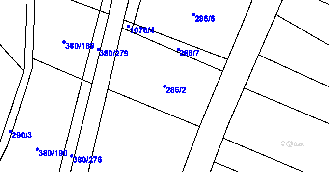 Parcela st. 286/2 v KÚ Těšánky, Katastrální mapa