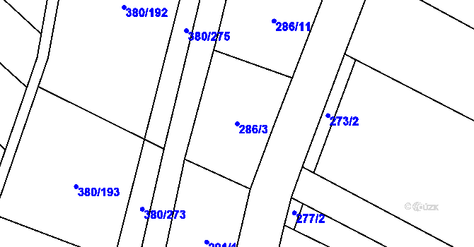 Parcela st. 286/3 v KÚ Těšánky, Katastrální mapa