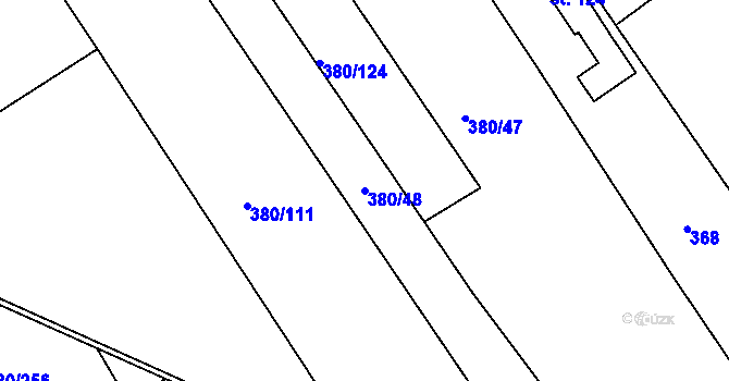 Parcela st. 380/48 v KÚ Těšánky, Katastrální mapa