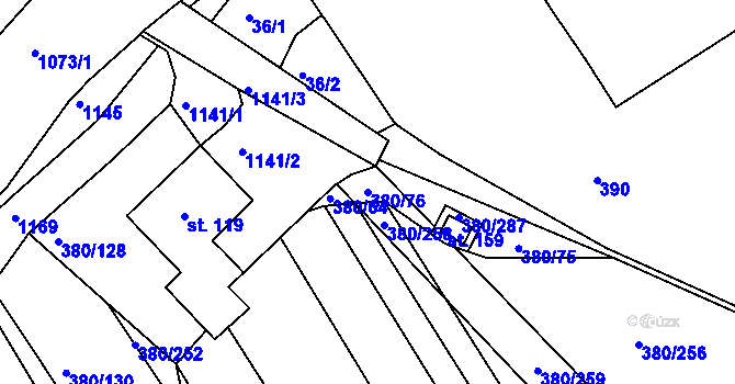 Parcela st. 380/76 v KÚ Těšánky, Katastrální mapa